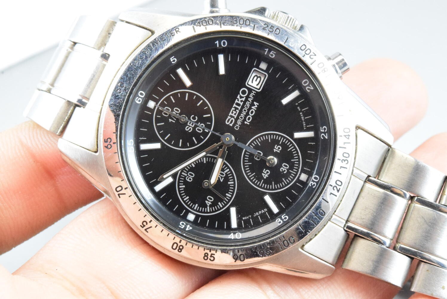 Vintage watch Seiko Chronograph 7T92-0DW0 Black Men Quartz Round 40mm
