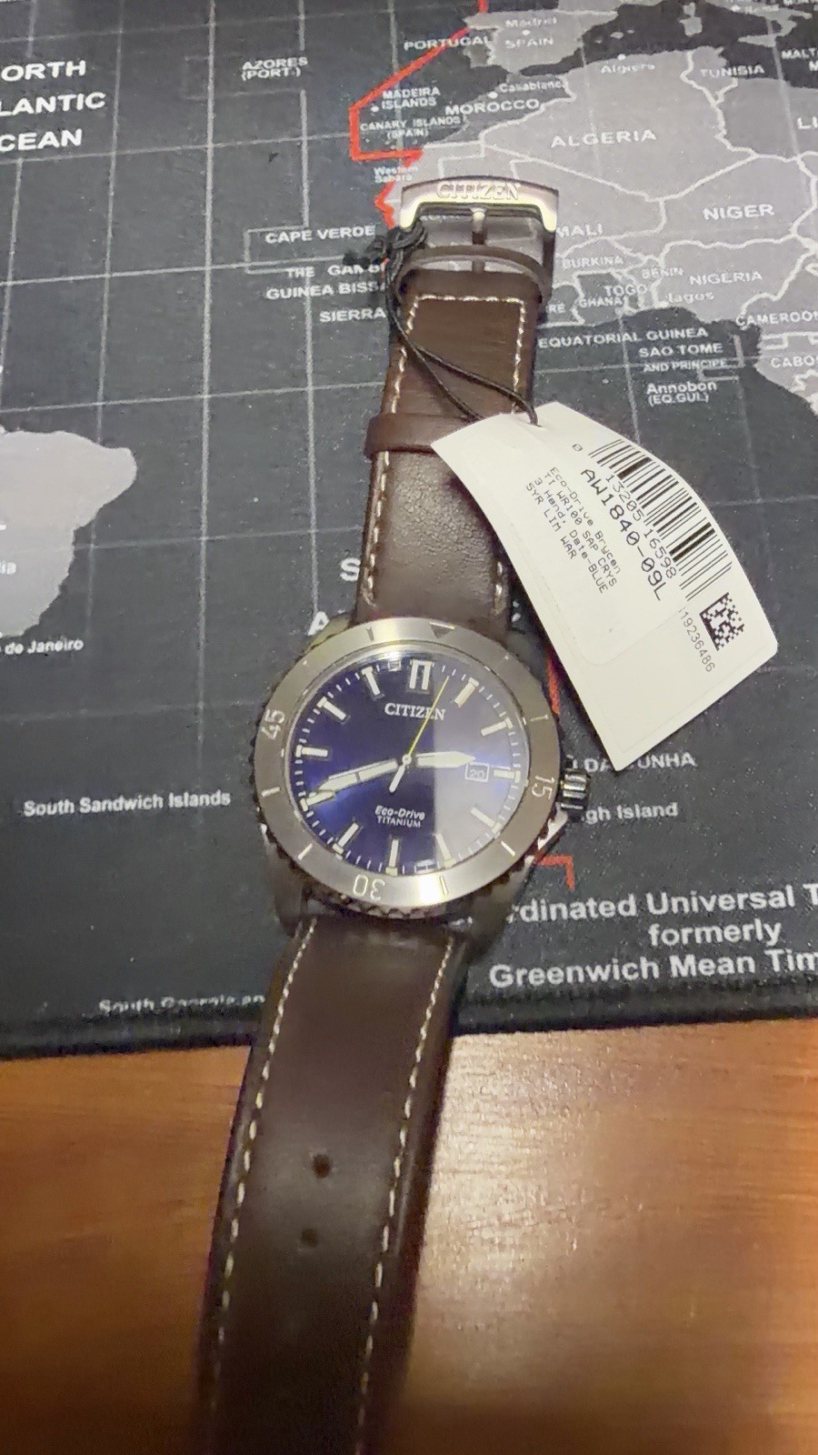 Citizen Eco-Drive Blue dial Brown Leather watch 41MM AW1840-09L