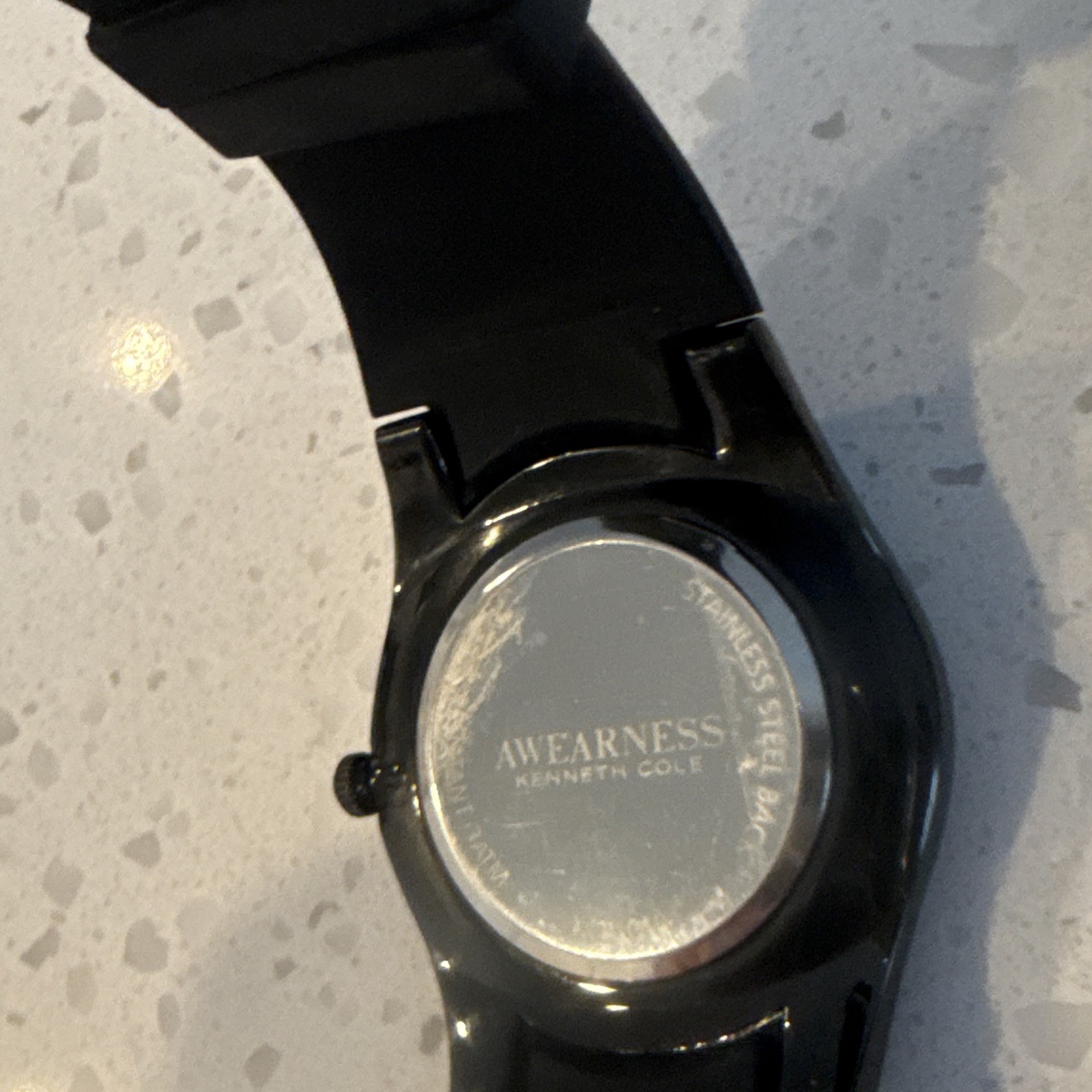 Kenneth Cole Awearness Analog Quartz Date Black Dial/Case Rubber Strap w/Box