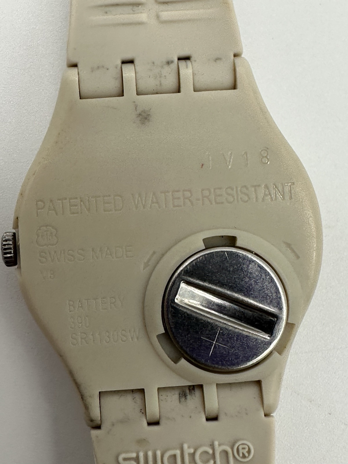 Tan Large Number Diamond Pattern SWATCH Watch In Case NEEDS BATTERY