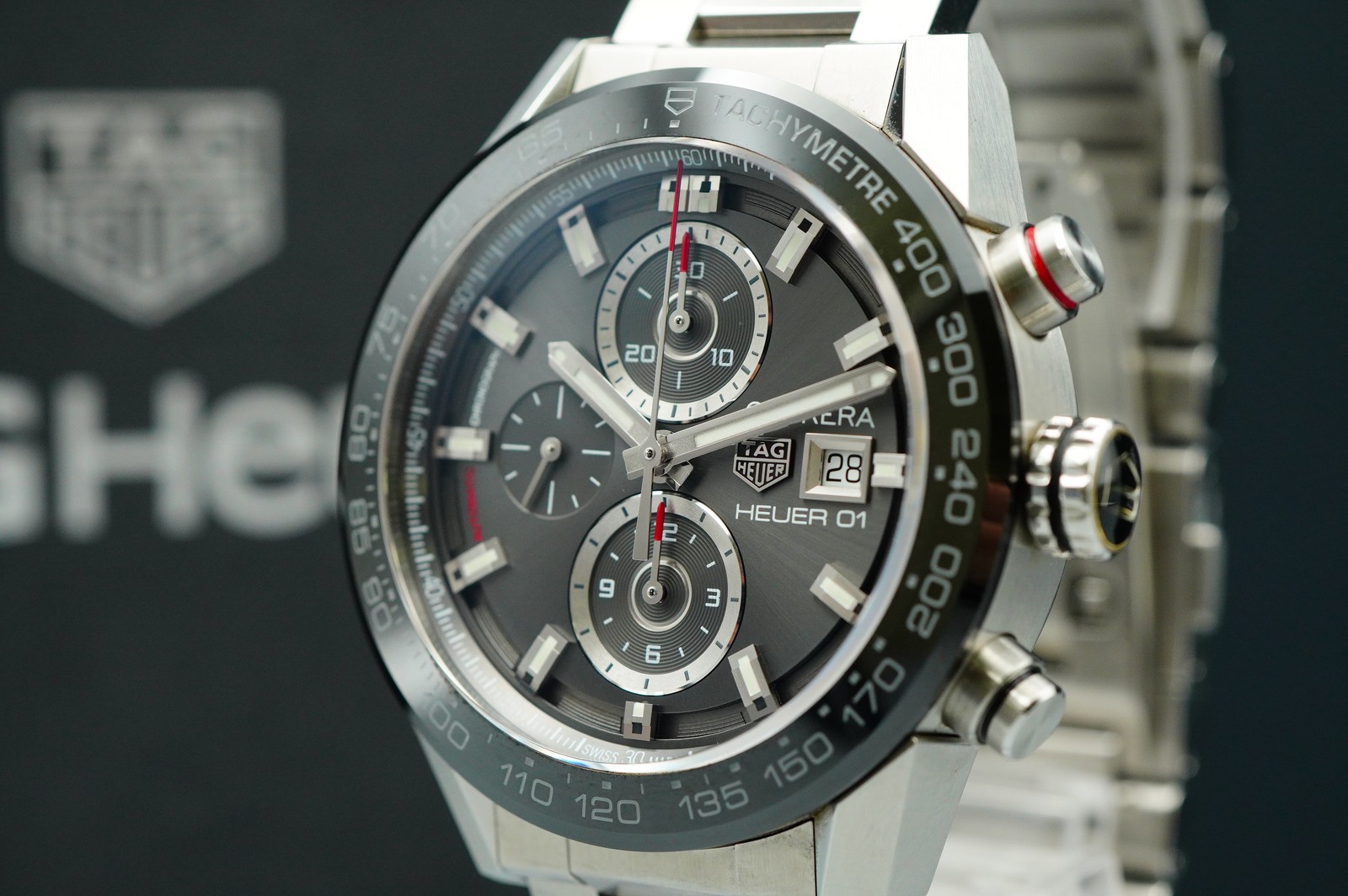 *TOP MINT* TAG HEUER Carrera Heuer 01 CAR201W Automatic Black 44mm Mens Watch