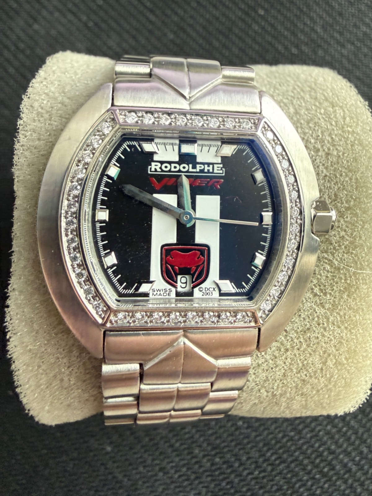 Rodolphe Viper Swiss Made 40mm Diamond Bezel Watch – Stainless Steel – Dodge Vip