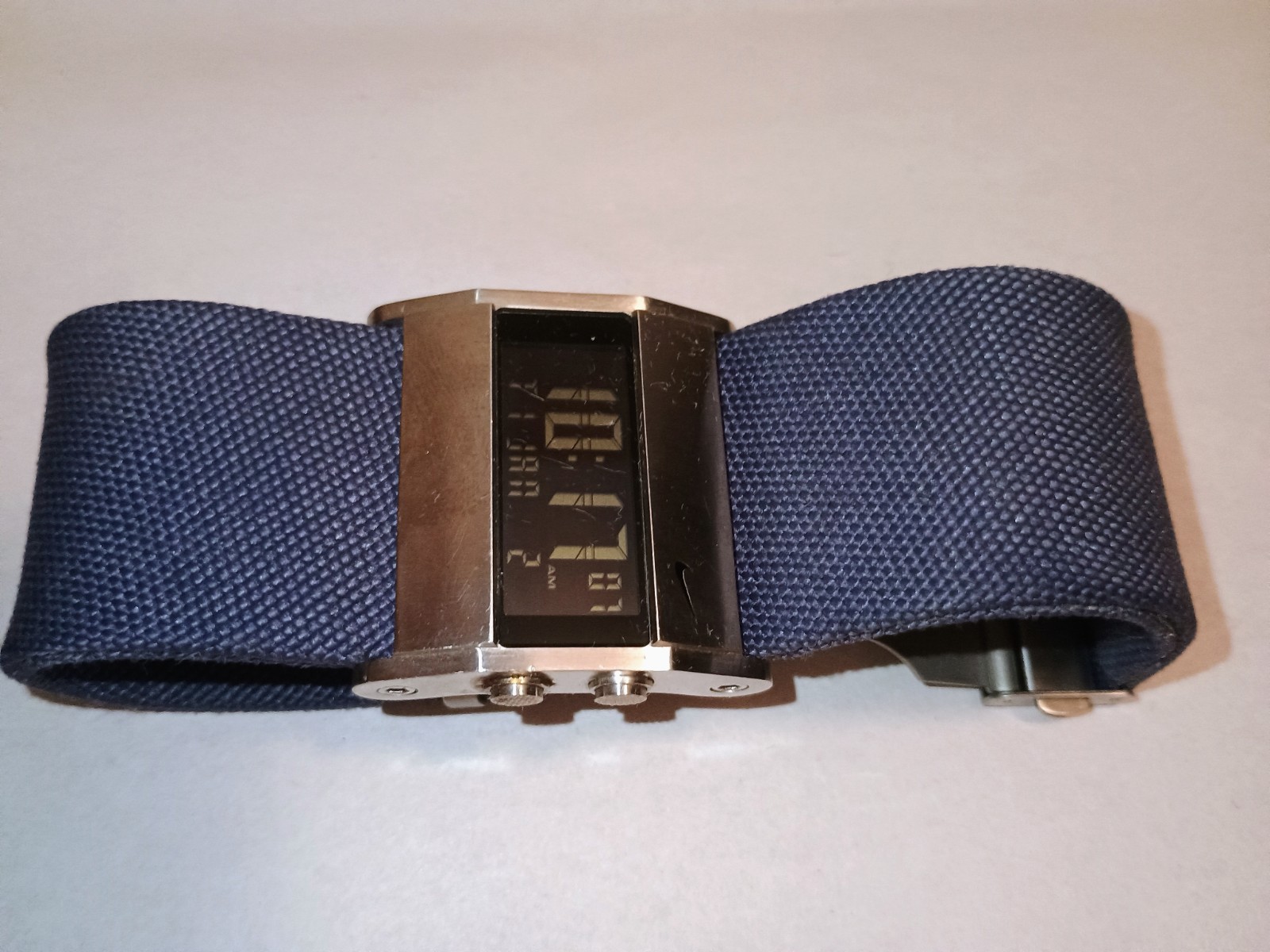 VINTAGE Nike Oregon Rectangle WA0037 Watch – Blue Canvas Strap – Gorpcore Y2K
