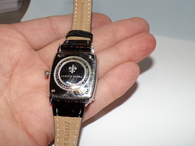 Judith Ripka Monaco Black Stone Bezel and Dial Designer Quartz Watch [459T]