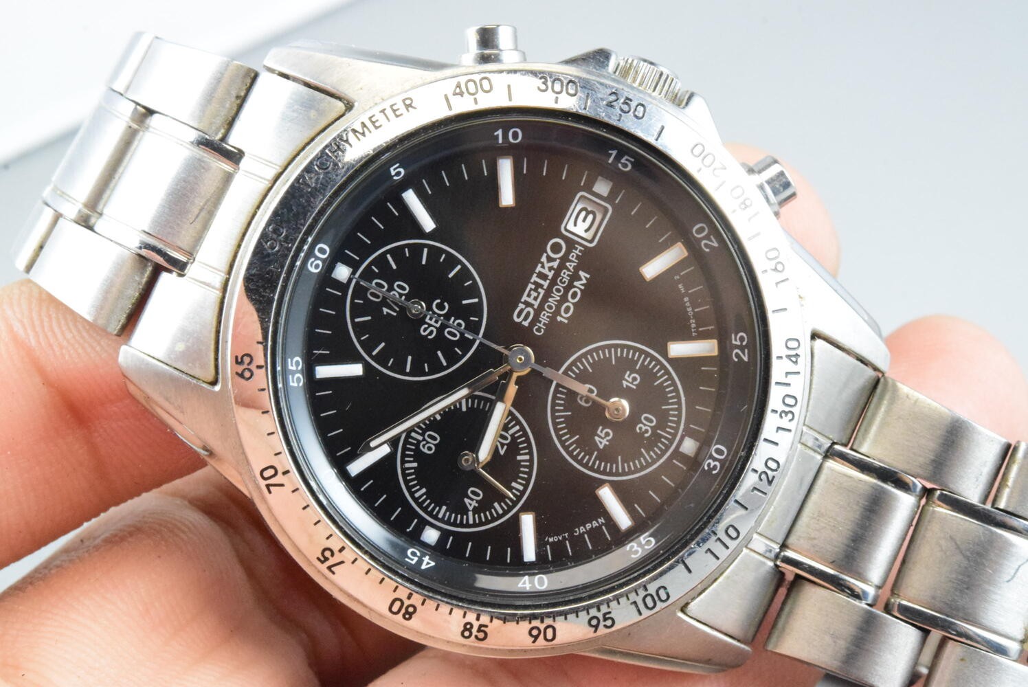 Vintage watch Seiko Chronograph 7T92-0DW0 Black Men Quartz Round 40mm