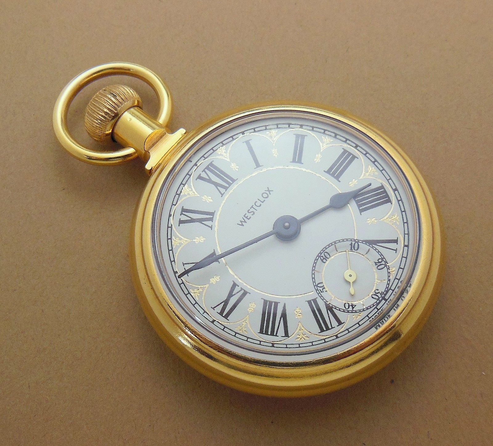 VTG Westclox ‘The Conductor’ Train Themed Mechanical Pocket Watch w/ Chain Runs