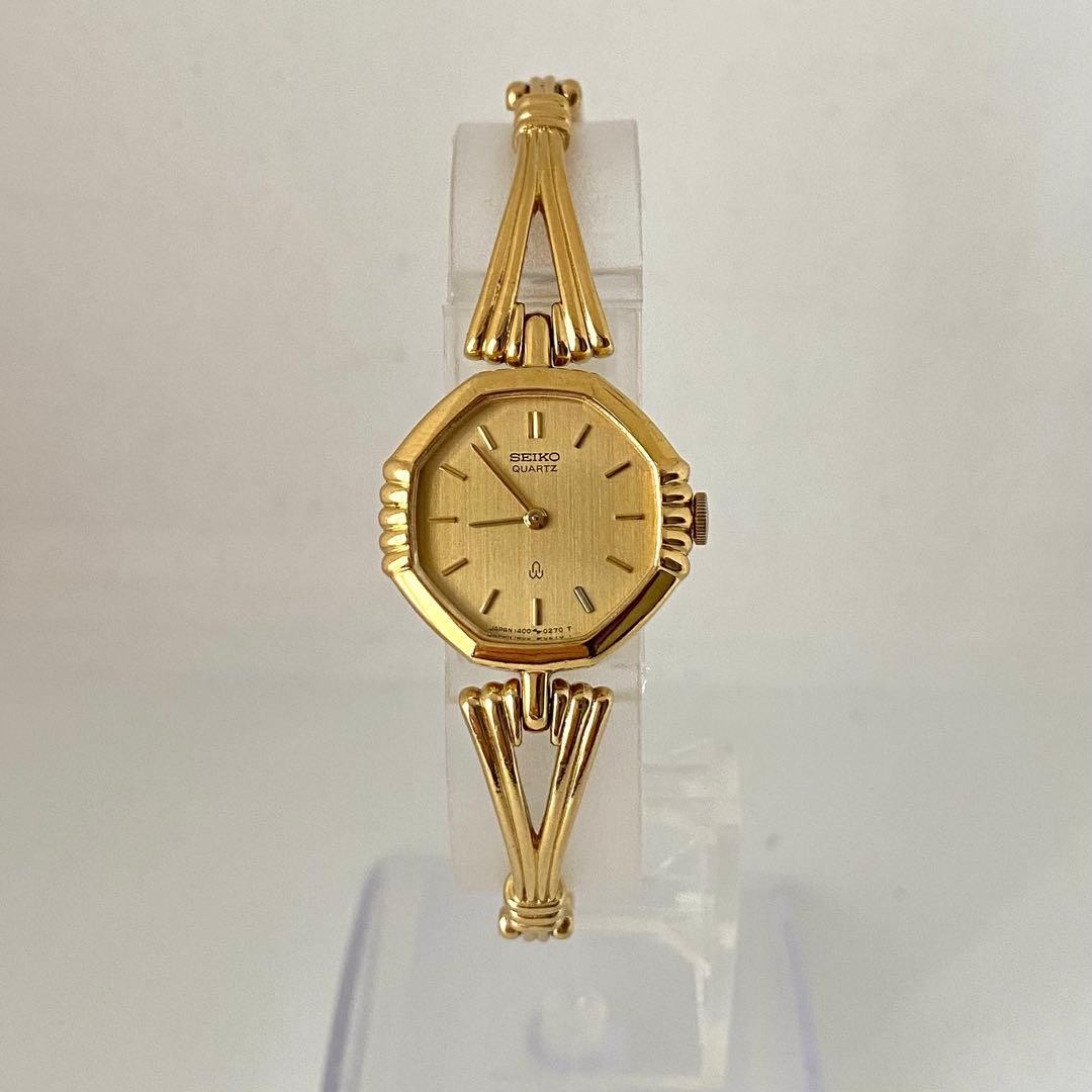 Running SEIKO Octagon Gold Vintage Jewelry Watch