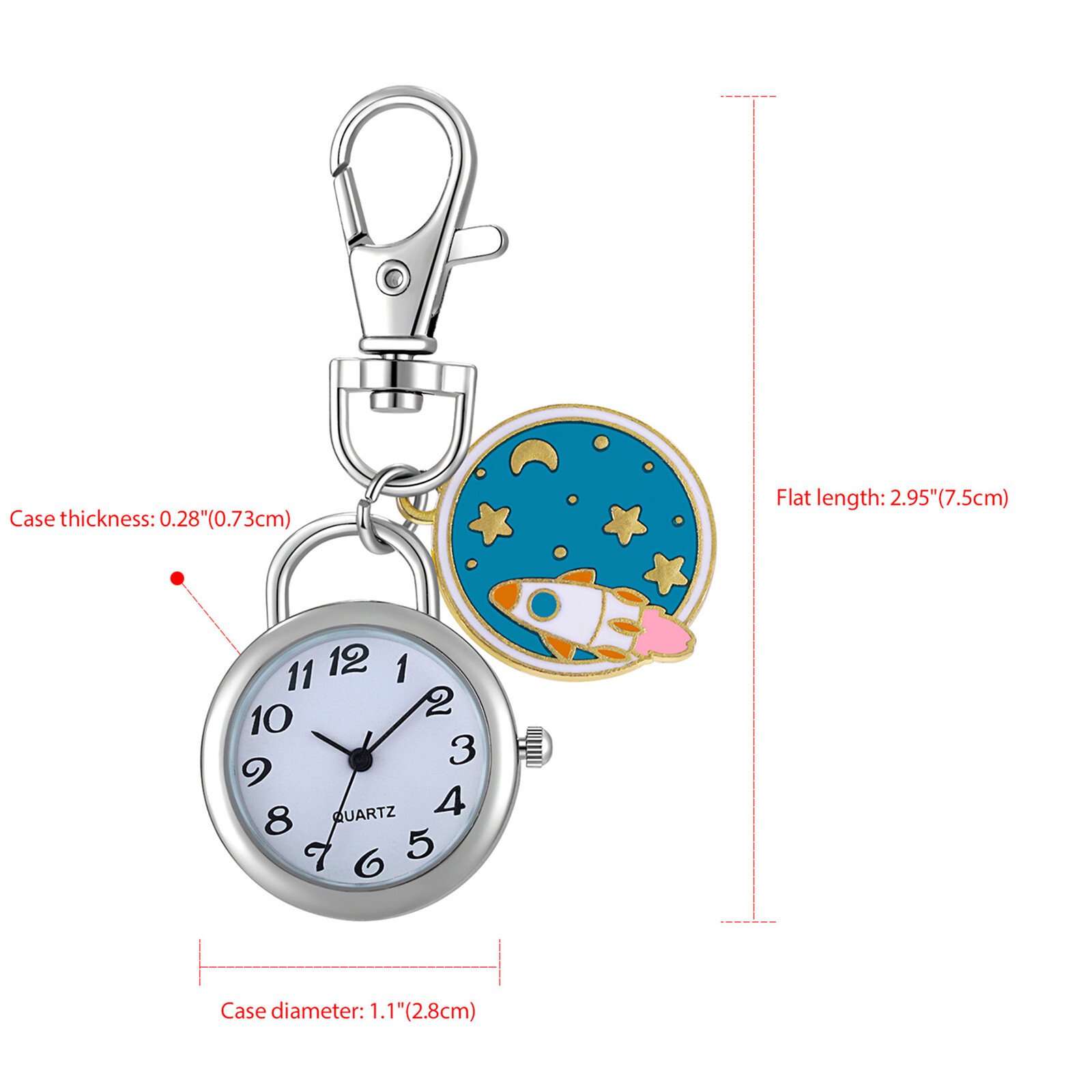 Space Star Charm Keychain Key Ring Watch Outdoors Backpack Belt Clip On Watches