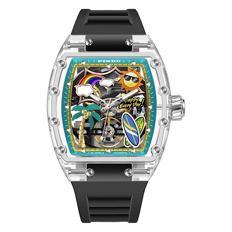 PINDU Hawaiian light luxury vacation style men’s crystal mechanical watch