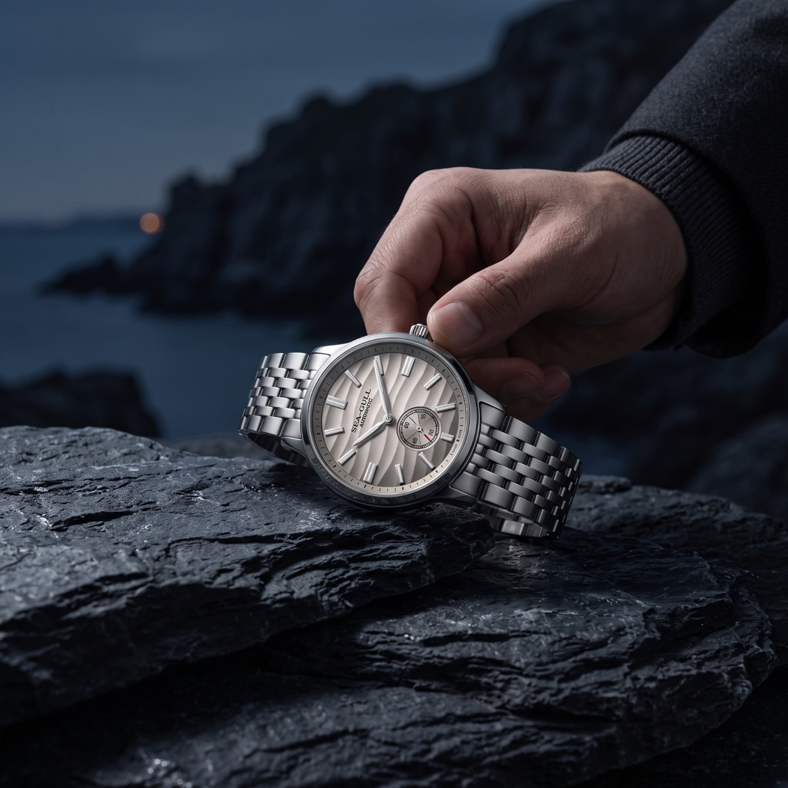 Seagull Natural Series Automatic Mechanical Watch 6180 Polaris Wave Dial 40mm