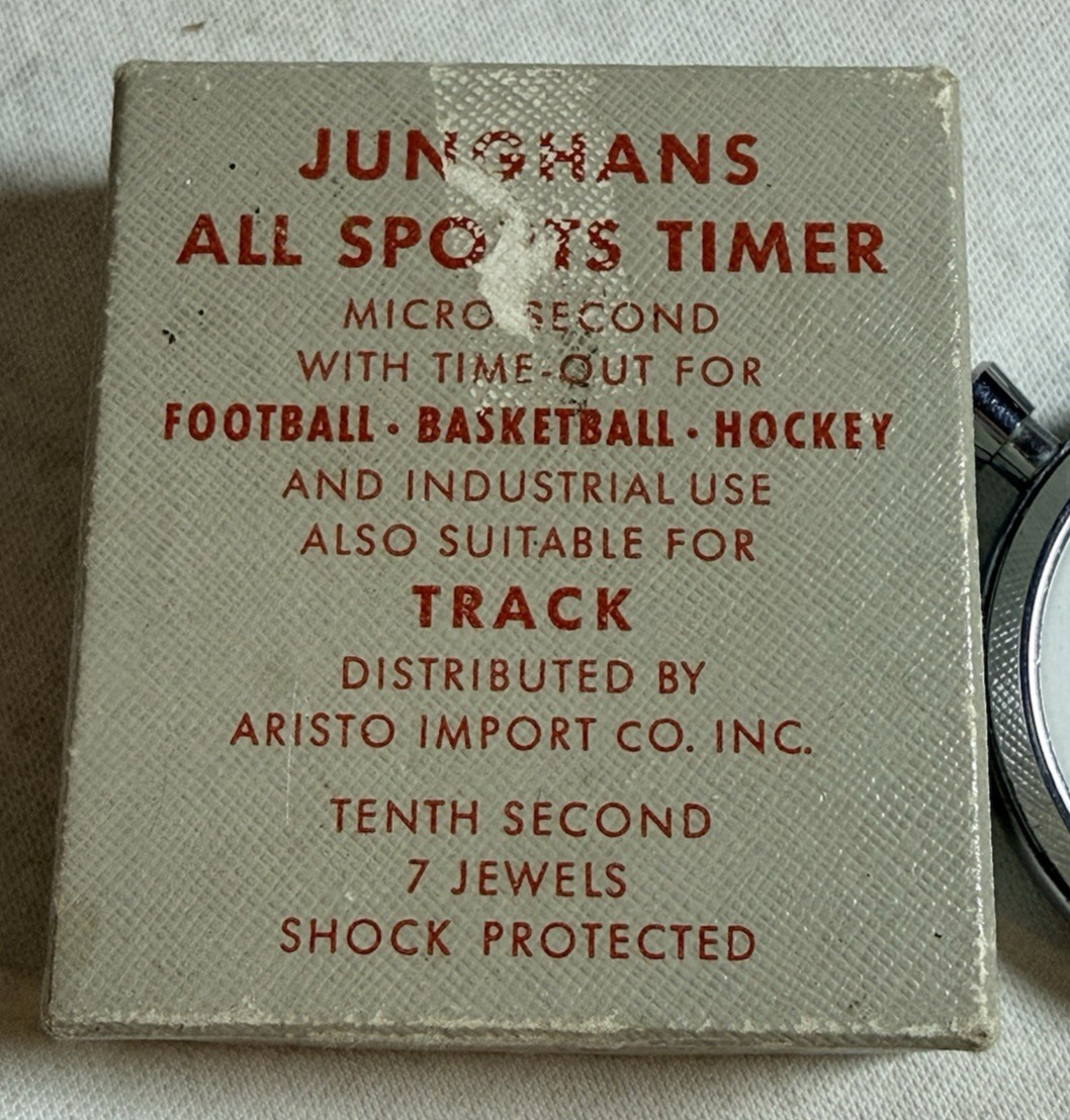 Junghans Vintage Mechanical Stopwatch #19 German 1/10 Sec Timer, 7 Jewels w/Box