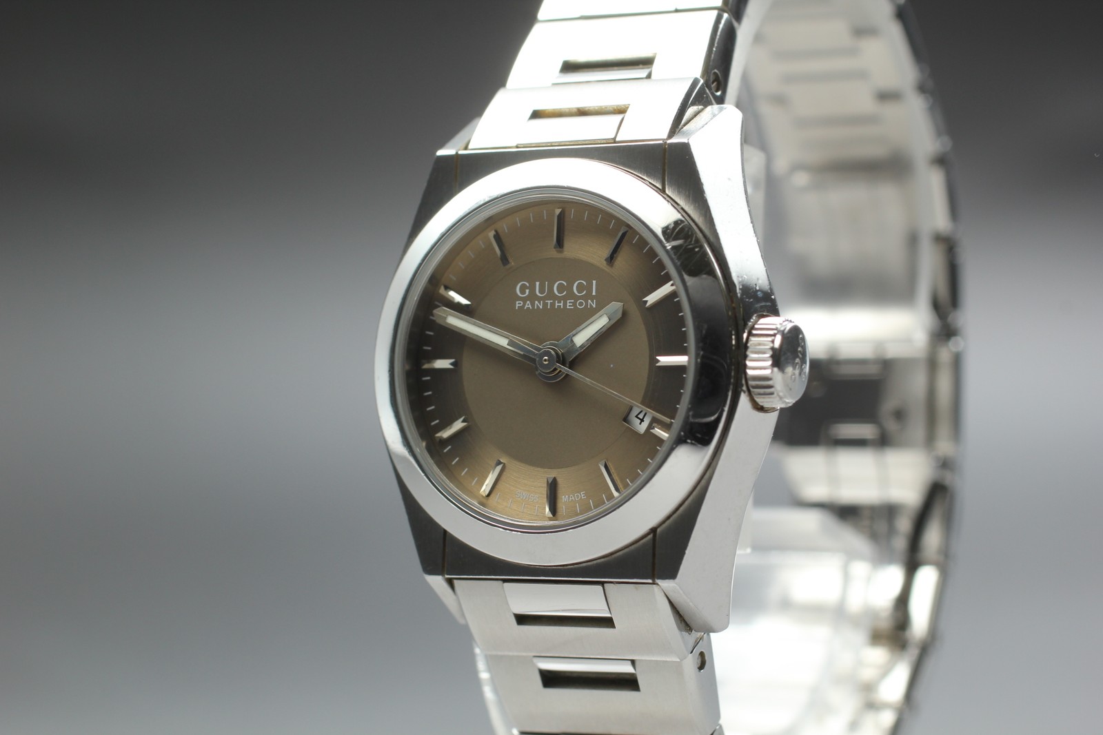 [Exc+5] GUCCI Boys Watch Pantheon Silver Champagne 115.4 Quartz From JAPAN