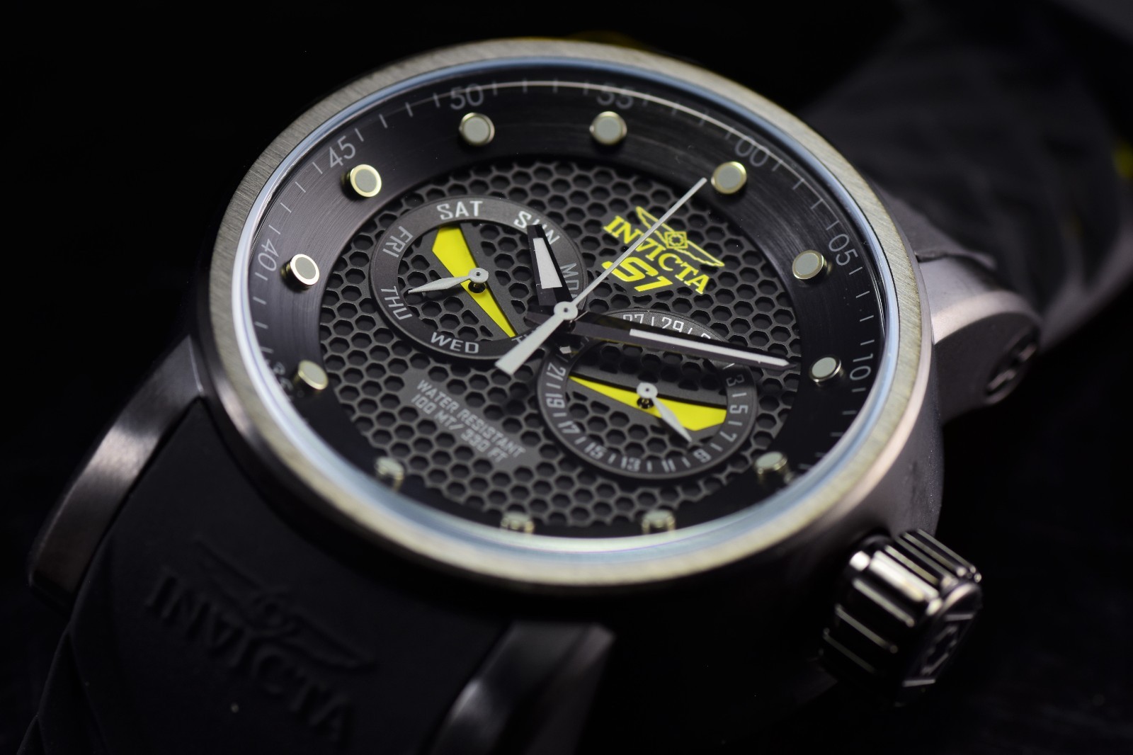 Invicta Men’s S1 RALLY NINJA Black Dial Yellow Accent Black Tone Men’s Watch