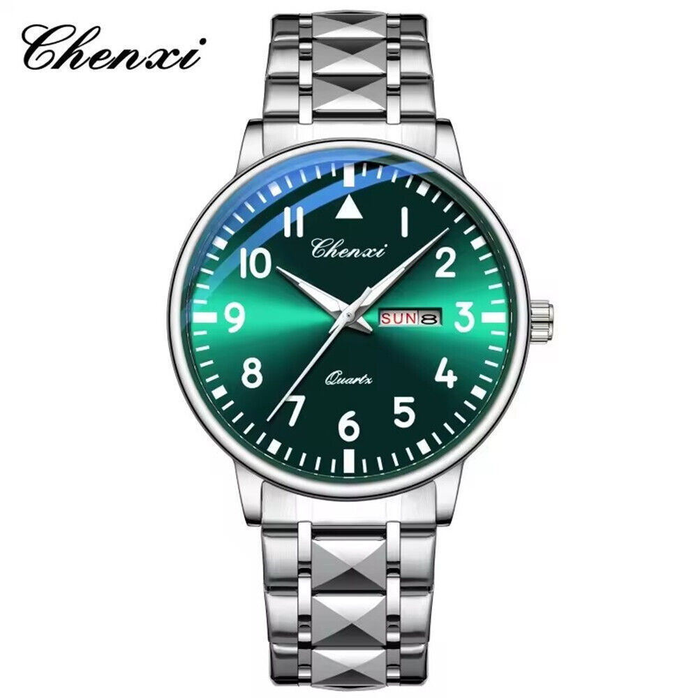 CHENXI Men Quartz Watch Calendar Week Display Wristwatch Male Steel White Watch