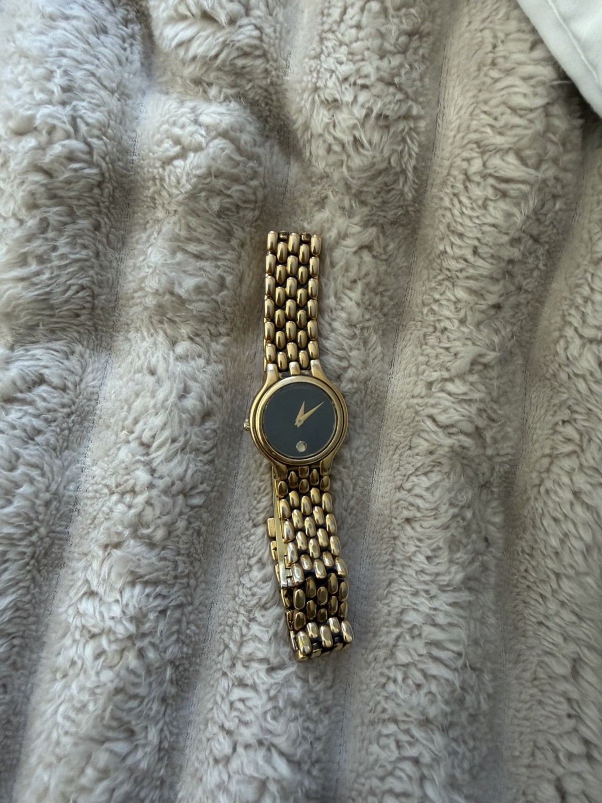 Movado Museum Women’s Quartz Analog Watch Black Dial Gold Metal Bracelet
