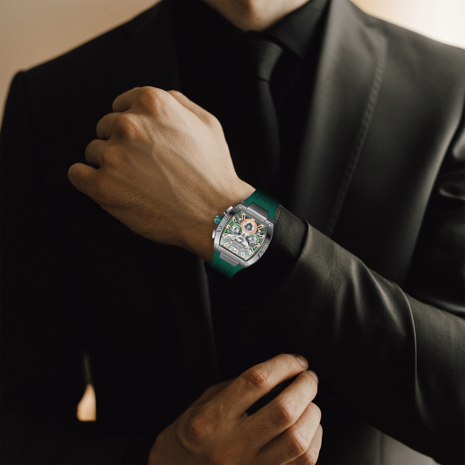 Tornado Xenith Men’s Multi Function Watch | Green Dial, 43x54mm, 100 m (10 ATM)