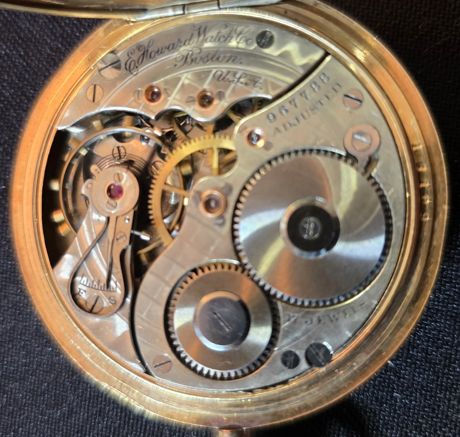 Howard Pocket Watch (Keystone) 16S, 17 J. Keystone / J.Boss 14k Gold Filled Case