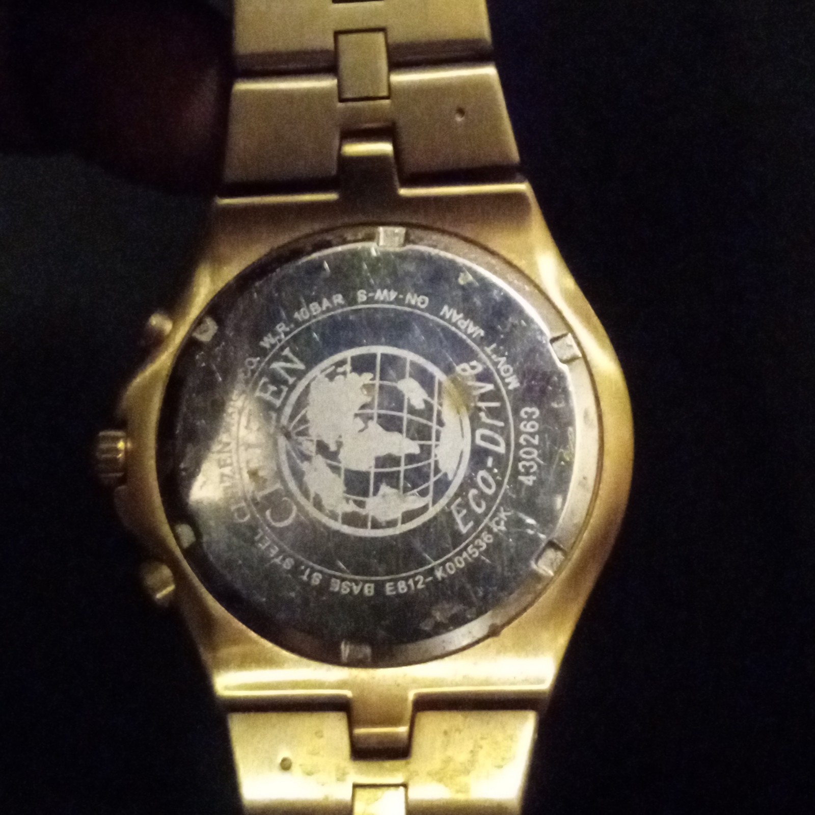 Citizen Eco-Drive Chronograph Alarm Date Tachymeter Gold SS White Dial 100m
