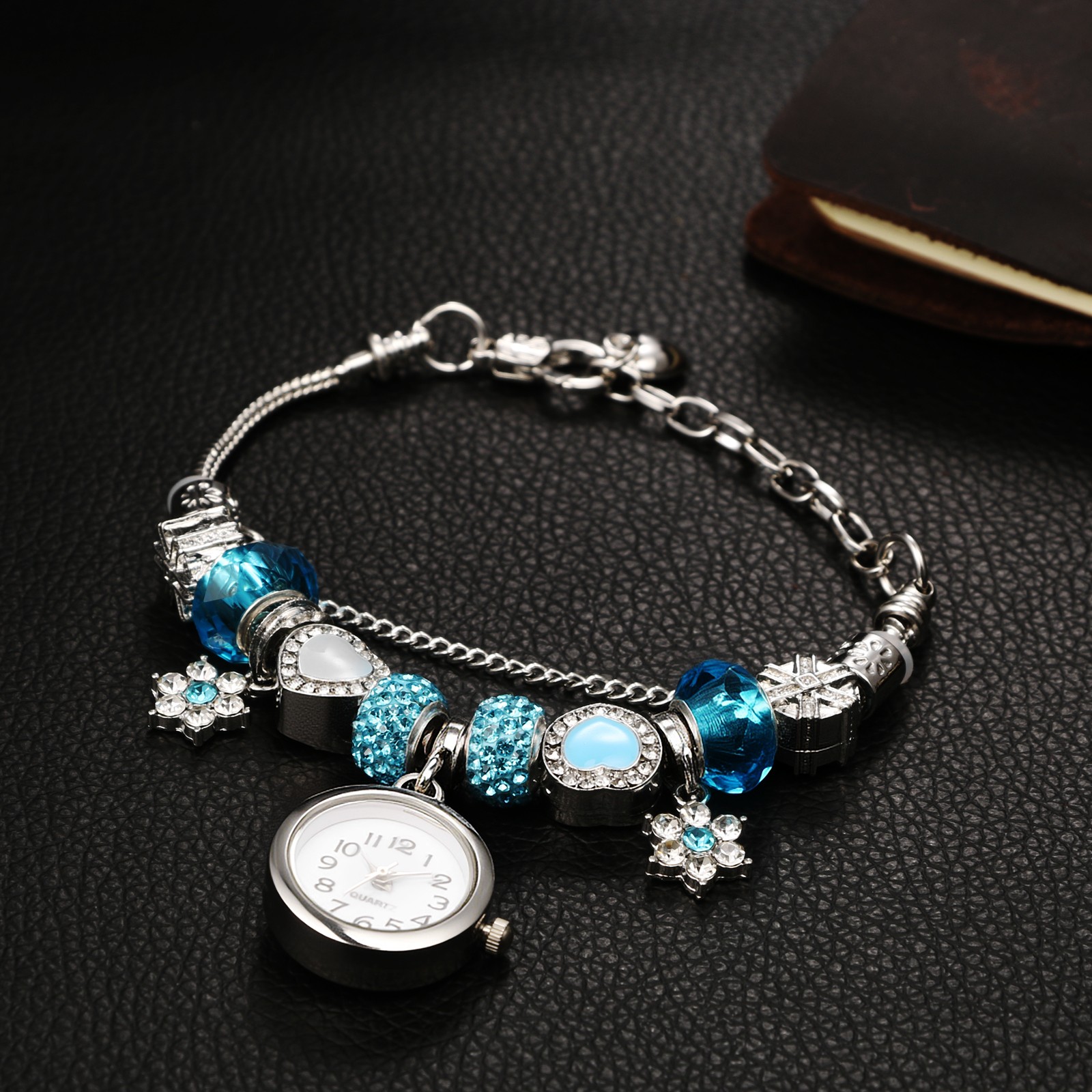 Womens Birthstone Boho Bracelet Analog Quartz Wrist Watch Adjustable Chain Strap