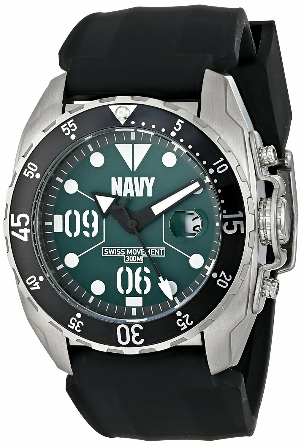 Wrist Armor Mens US. Navy WA434 C3 Watch Green/White Dial & Black Silicone Strap