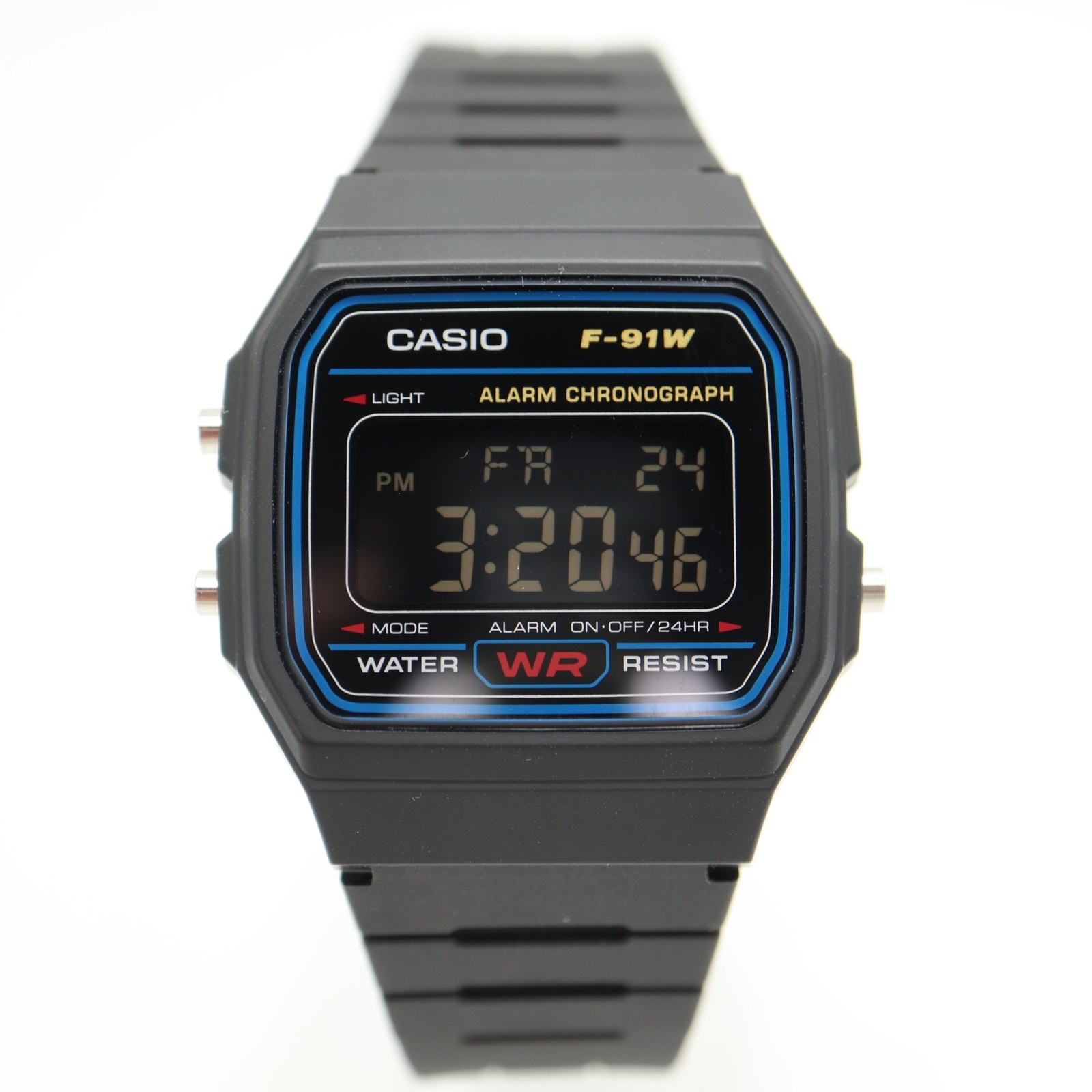 Casio F-91W Black Negative Display Digital 35mm Watch Alarm Chrono w New Battery