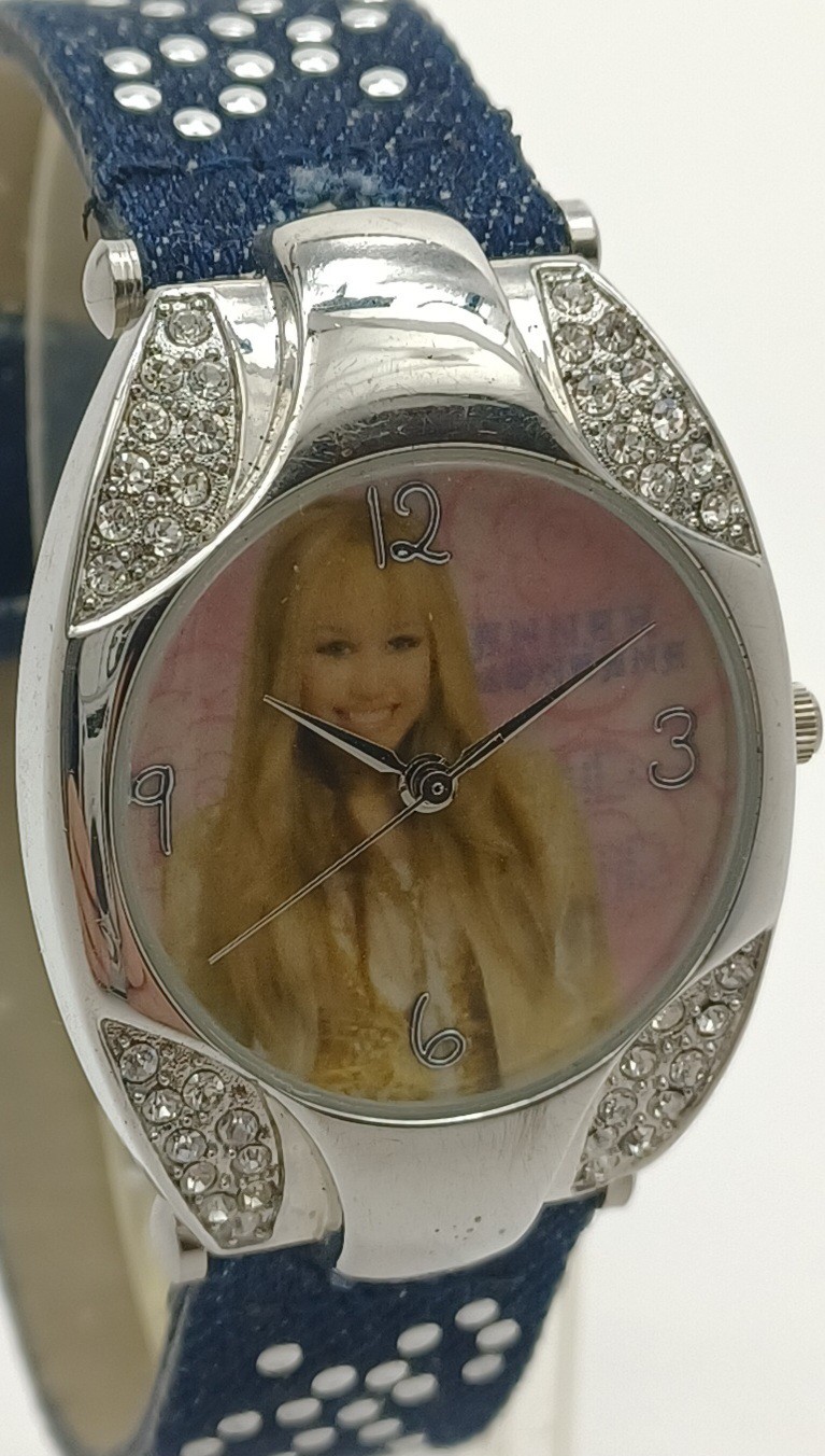 Disney Hannah Montana Miley Cyrus Watch Crystal Case Blue Stud New Battery ✔️