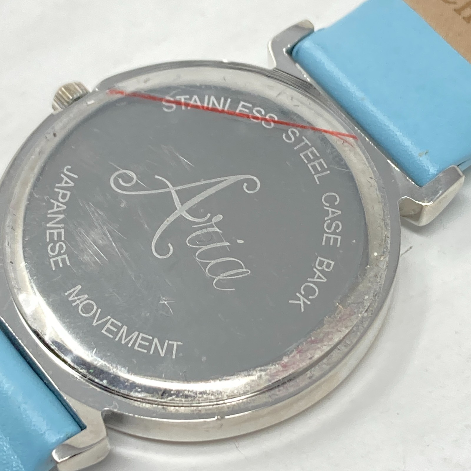 Aria Womens Watch 34mm Silver Tone Blue MOP Mosaic Round New Battery 8″