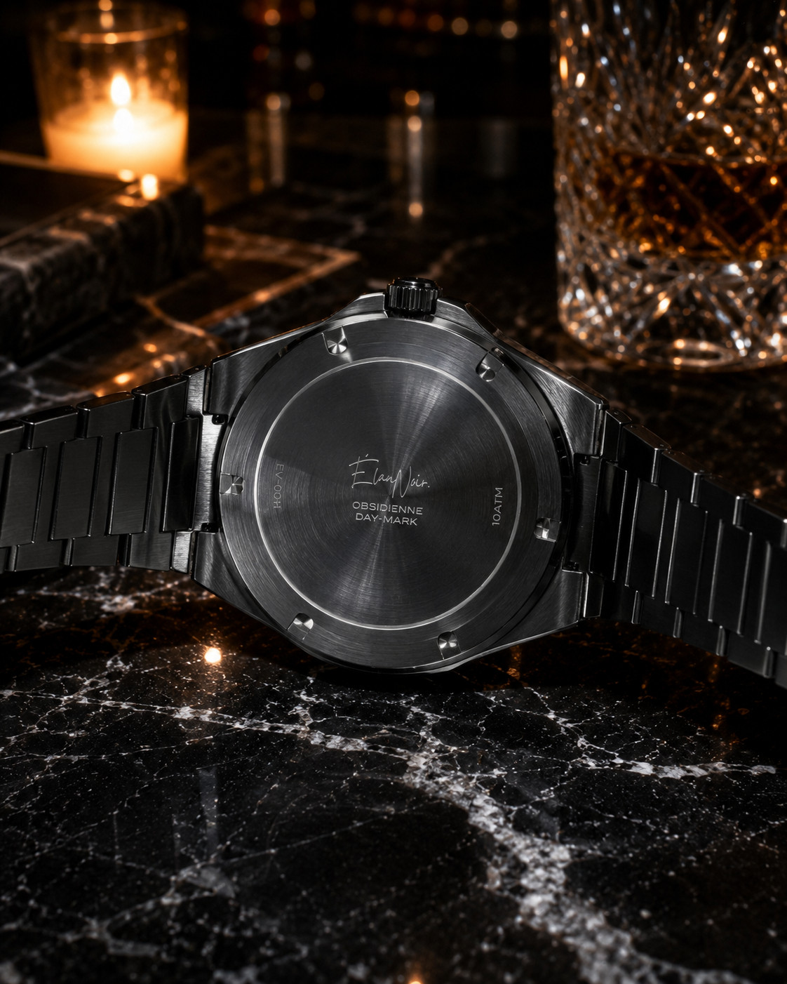 Custom Élan Noir Day-Mark Auto NH35 Watch Navy Blue Dial Sapphire Steel 41mm