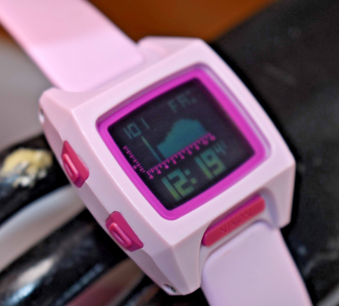Nixon In The Known The Small Lodown Surf/Tide Pink/Purple Digital Watch NEW BATT