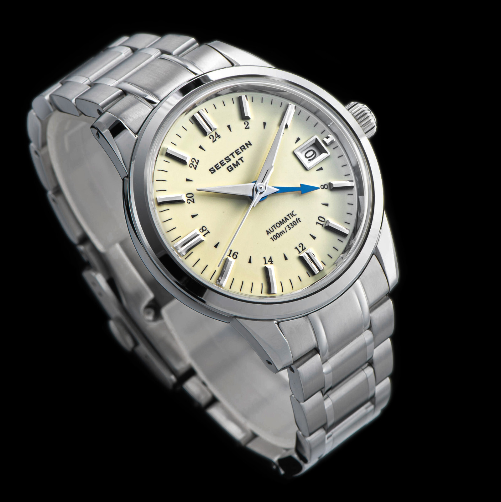 Seestern GMT S446.BS Sapphire Crystal Mechanical Mens NH34 Watch SEAGULL 1963
