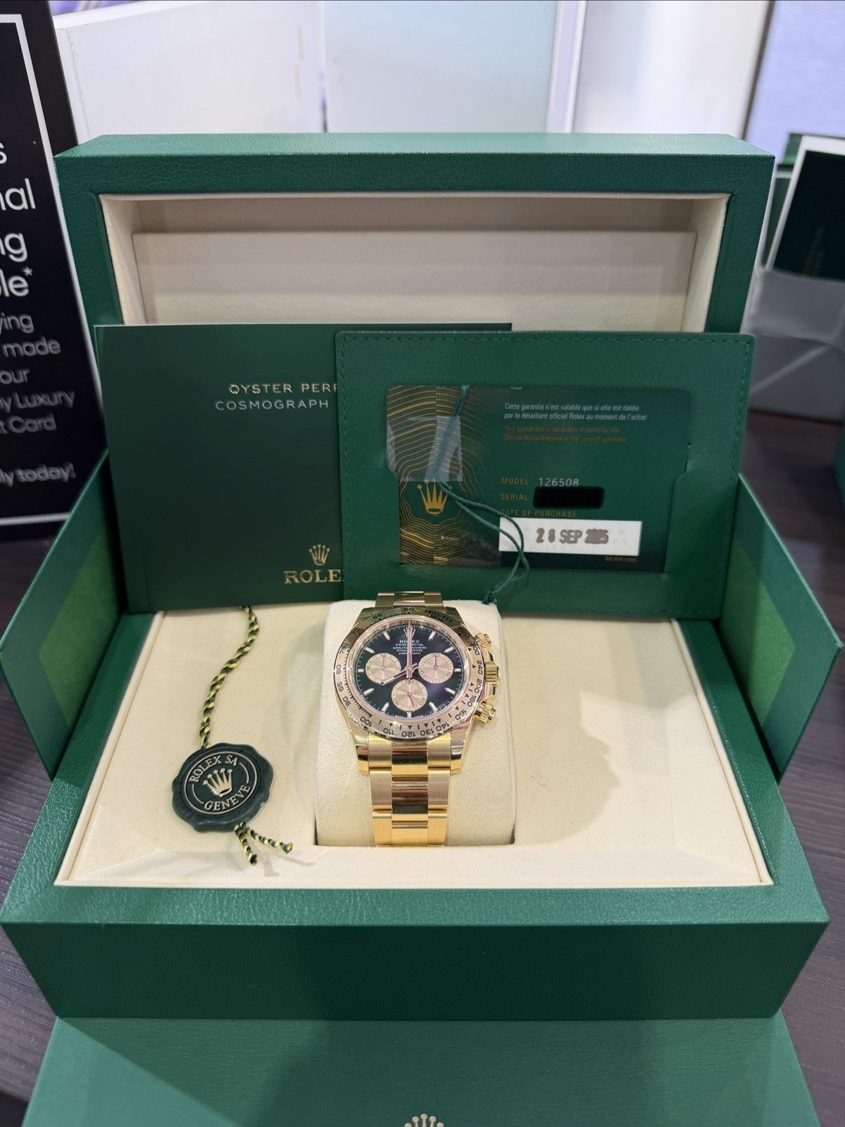 Rolex Daytona ‘John Mayer’ Green Dial Yellow Gold 126508 Unworn 2025 Full Set.