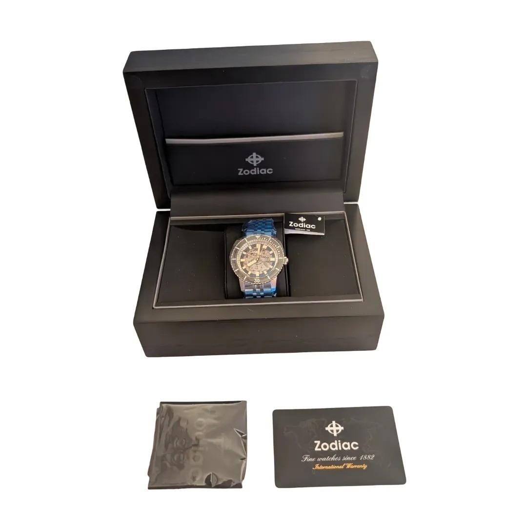Zodiac Super Sea Wolf Automatic Watch ZO9319 Silver Black 40mm NIB $2995
