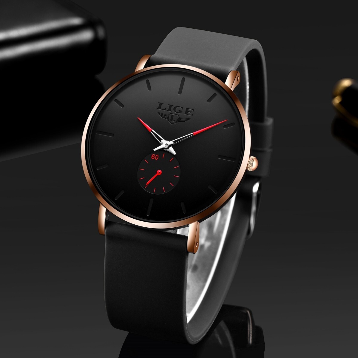 Men Watch Ultra-thin Quartz Second Dial 3ATM Waterproof Women Daily Wristwatch