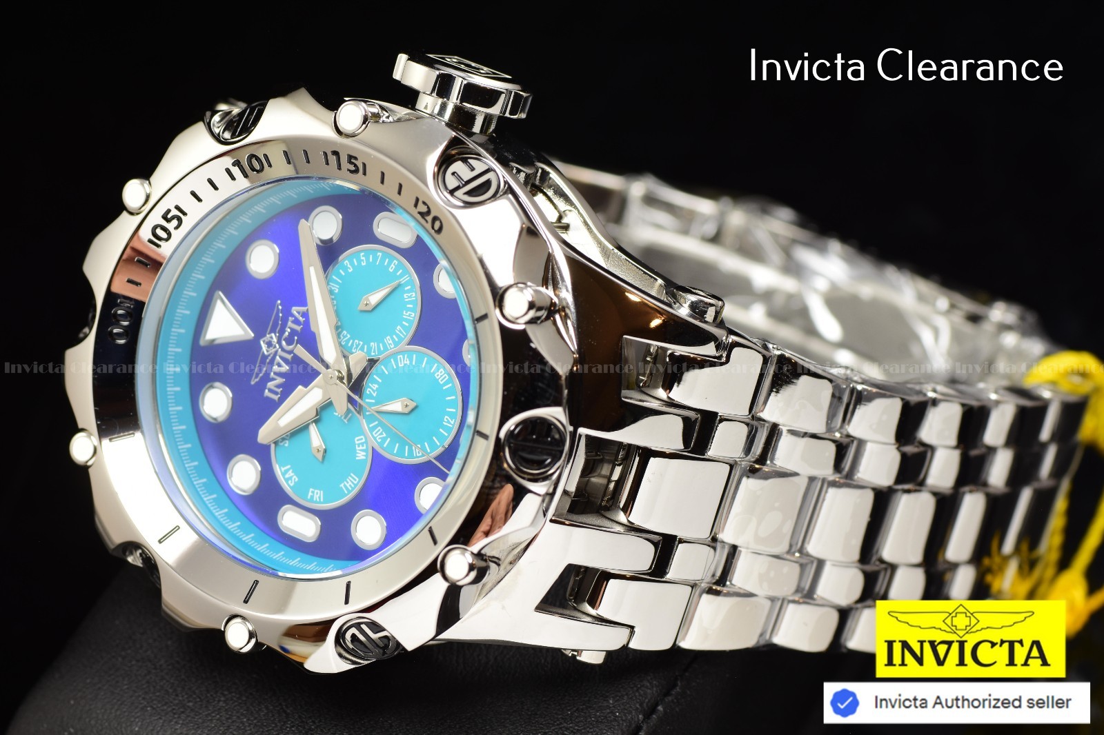 Invicta Reserve Venom FUSION Quartz Turquoise Dial Men’s High Polish SS Watch
