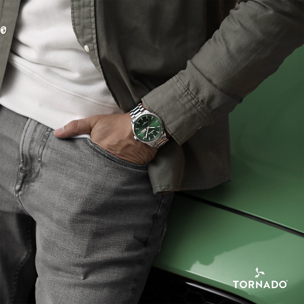 Tornado Spectra Men’s Analog Watch | Green Dial, 43x48mm, 100 m (10 ATM)