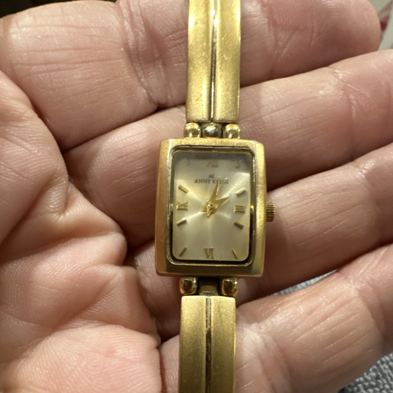Anne Klein Gold Rectangle Quartz Analog Wristwatch Champagne Dial Dress/Formal