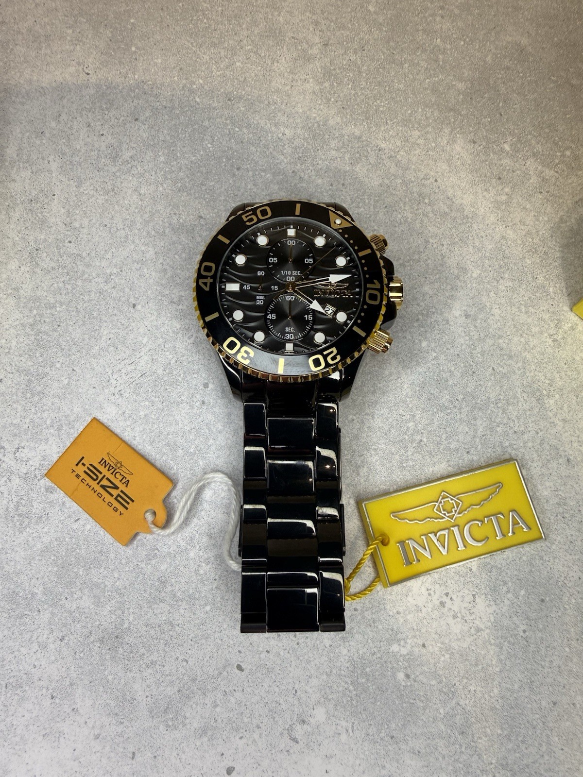 Invicta Pro Diver 53mm Black Gold Chronograph Men’s Watch New Stainless Steel