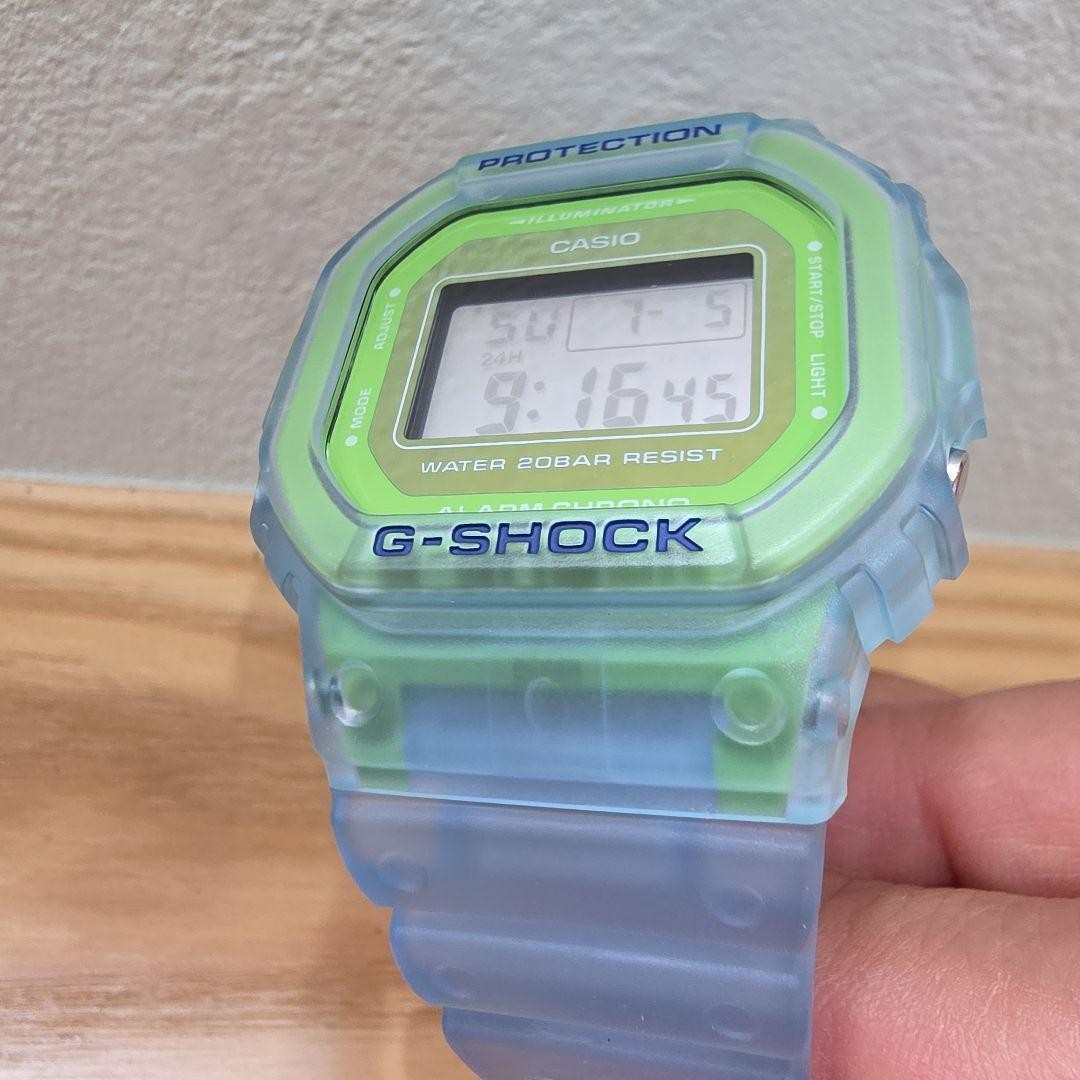 Casio DW5600LS2JF G SHOCK Digital Watch Light Blue Transparent Bezel Ready