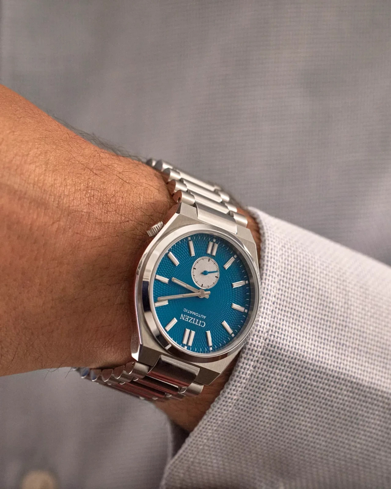 Citizen TSUYOSA Small Second Automatic Sky Blue Dial Mens Watch Model NK5010-51L