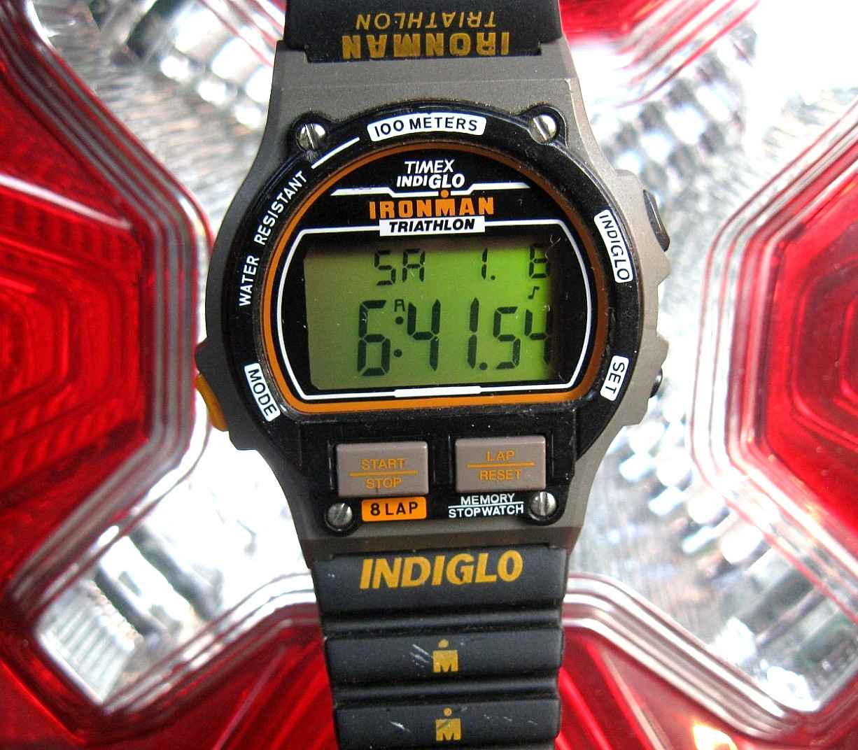 NO RSV MENS IRONMAN INDIGLO 746 MOD NEW 5 YEAR BATTERY RUBBER STRAP 90’s 8 Lap