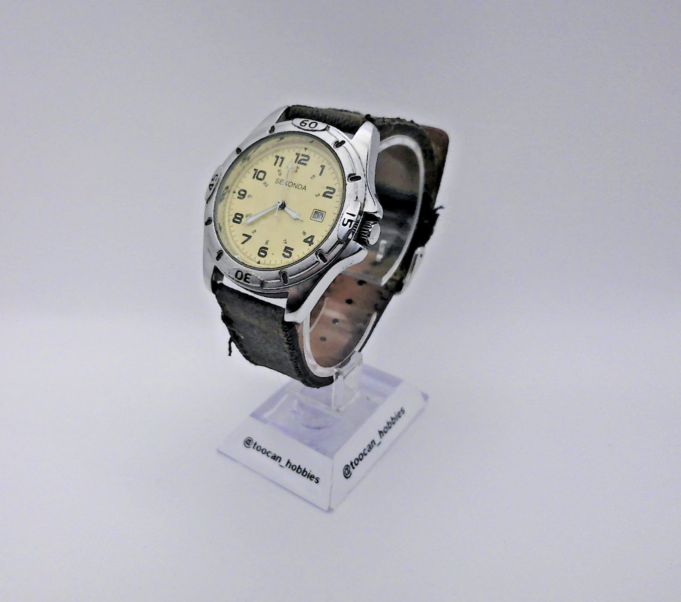 Sekonda N3511 Watch Mens 40mm Khaki Dial 24 Hour Date Stainless Canvas Strip