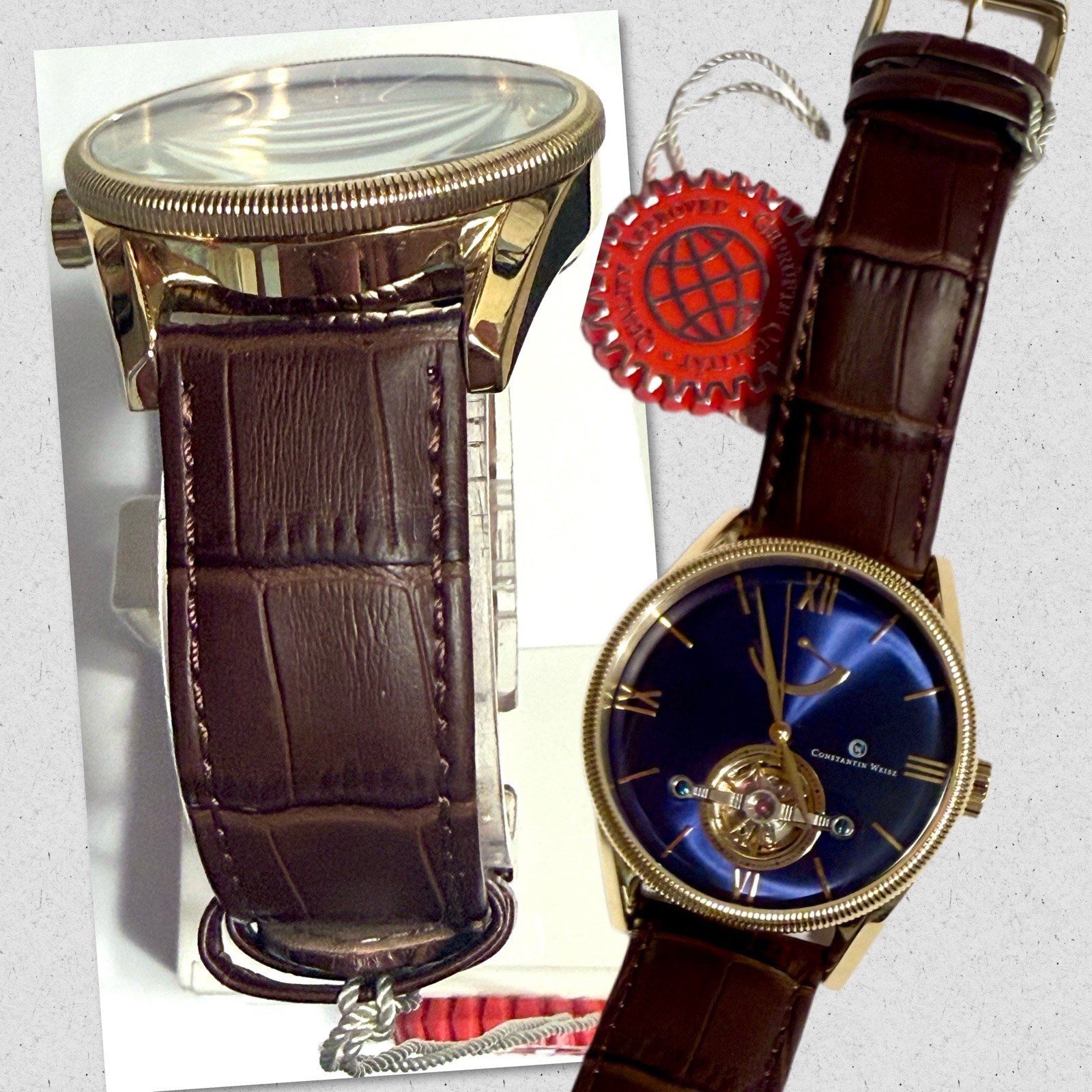 44mm Milled Goldtone Bezel | LE#201/700 | Power Reserve | Constantin Weisz Watch