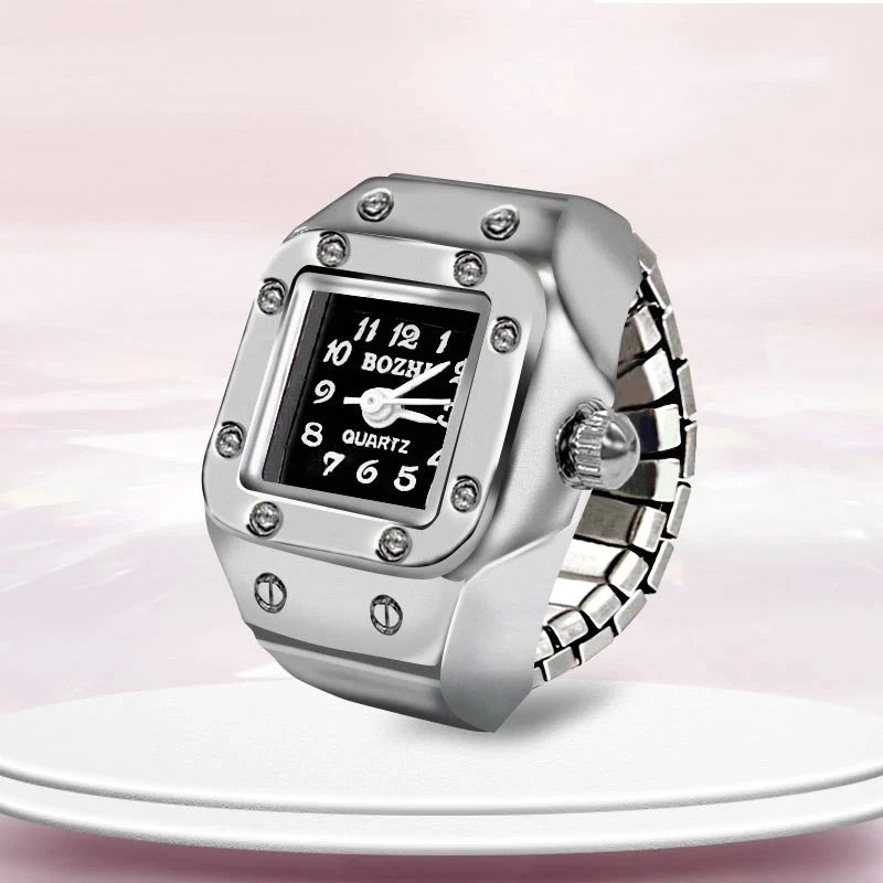 Ring Watch New Hot Selling Creative Alloy Shell Finger Square Dial Couple Men