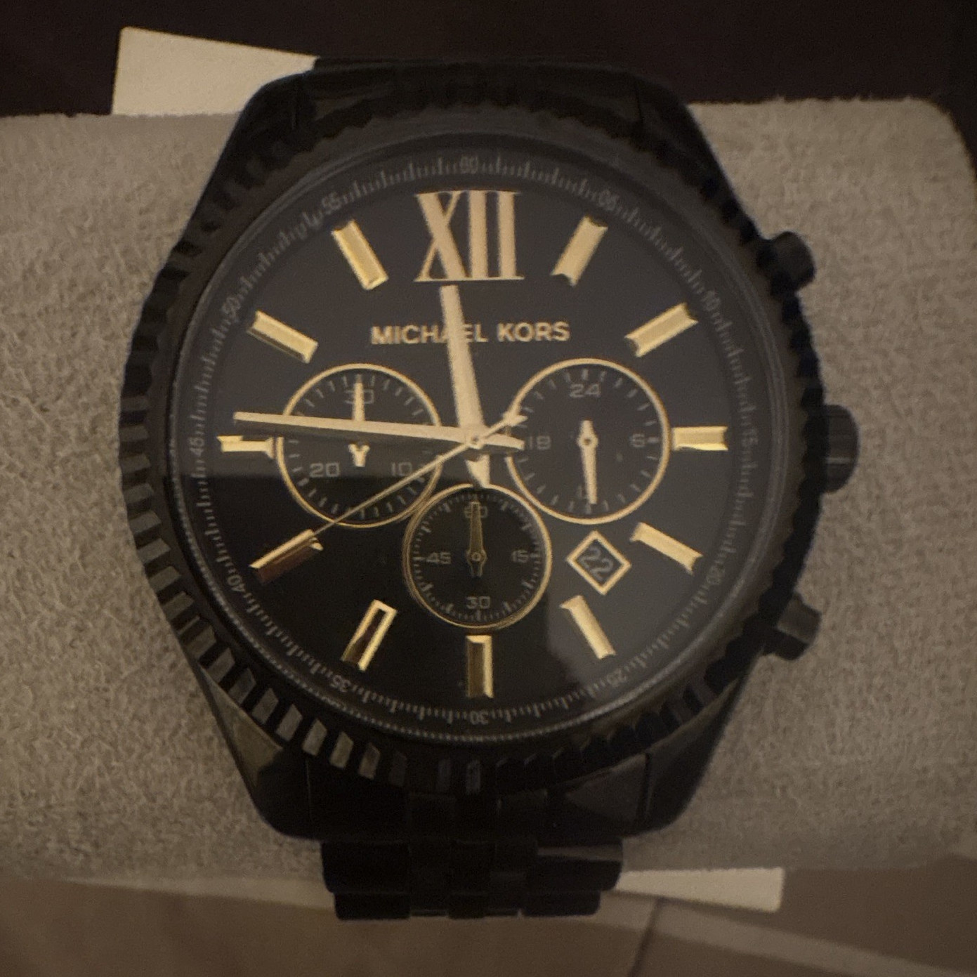 Michael Kors Men’s Black Stainless Steel Chronograph Date Quartz Watch w/ Box