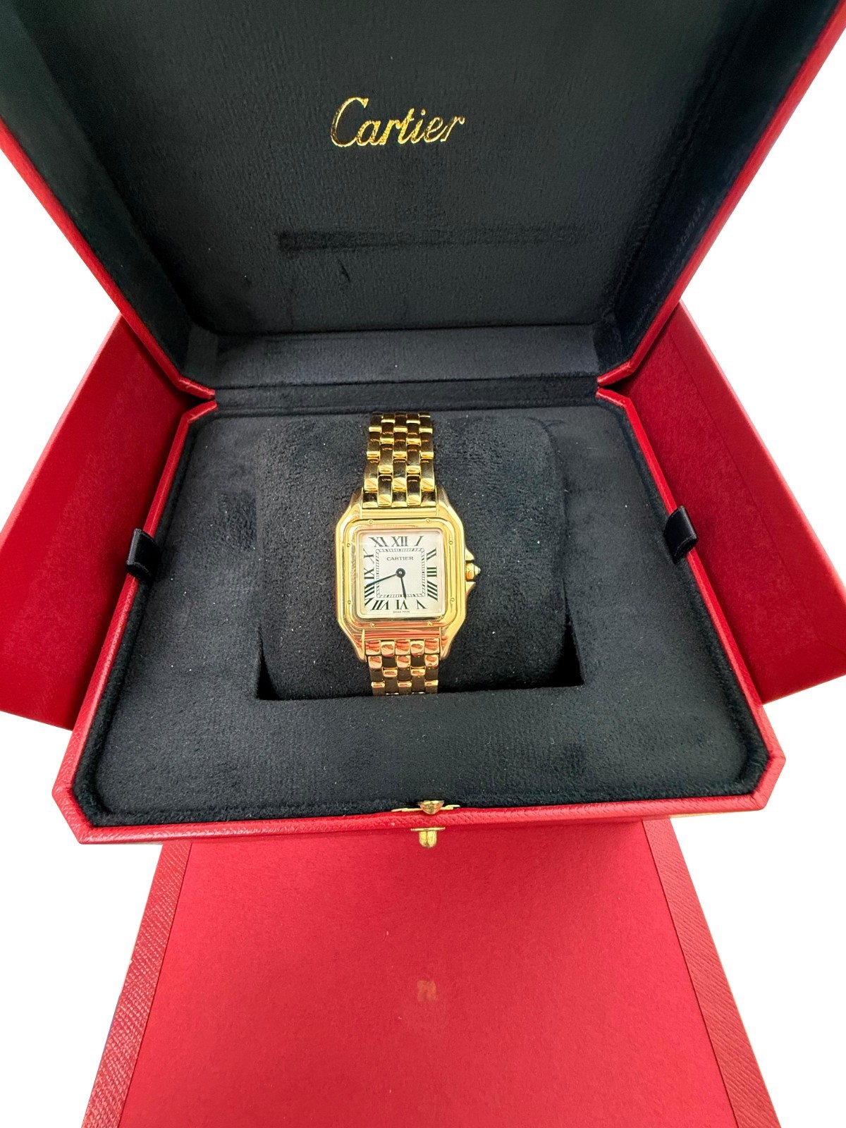 Cartier Panthère de Cartier 18K Yellow Gold Silvered Dial Watch WGPN0058