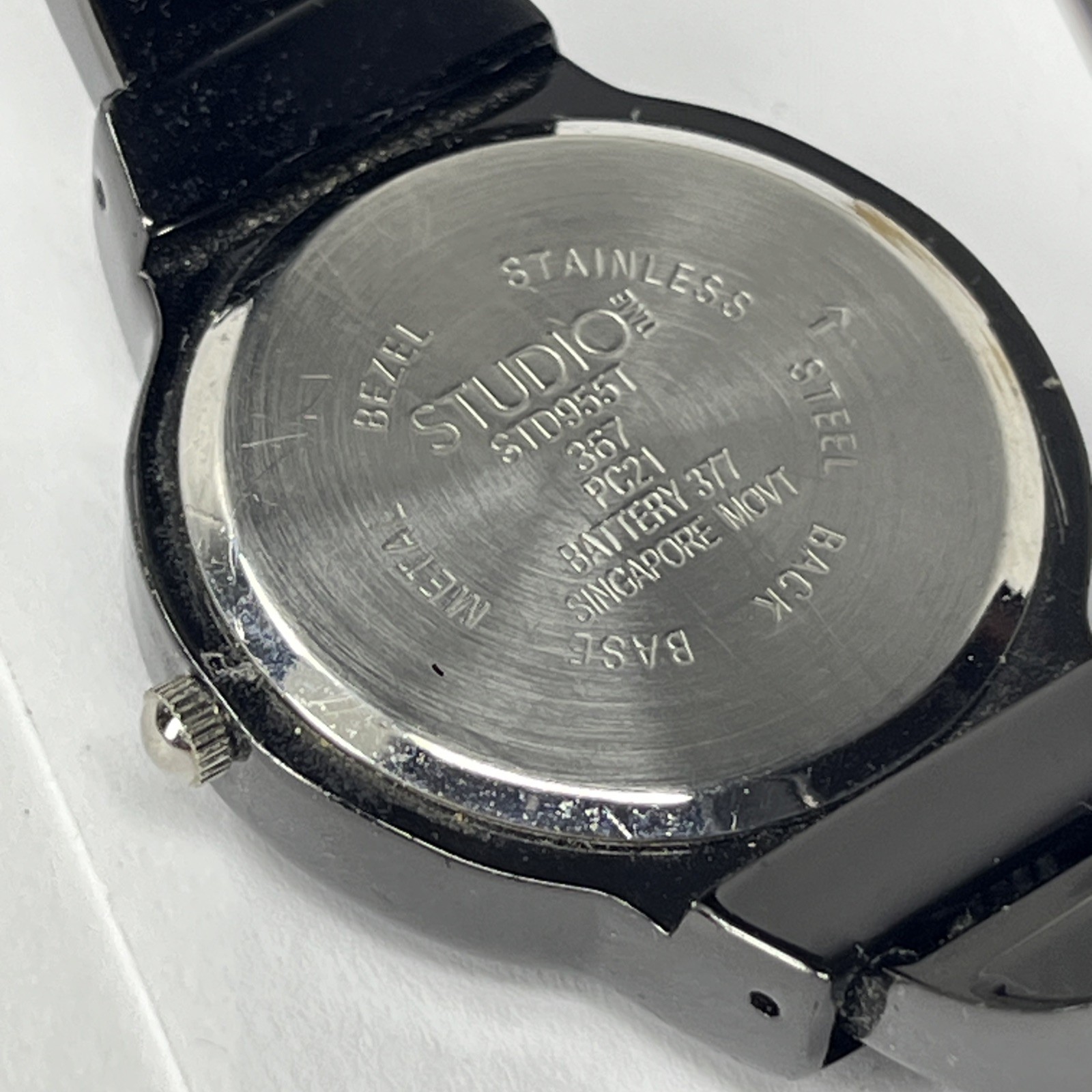 Women’s Studio Watch Std955t Black On Black Bangle Bracelet , NEEDS BATTERY