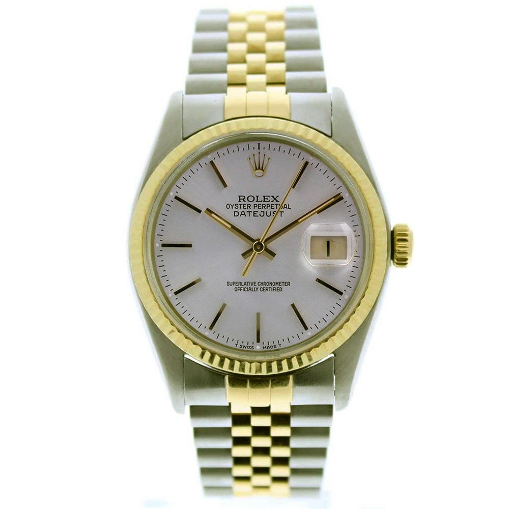 Rolex Datejust 36mm 16013 Silver Index Dial Jubilee Bracelet Box Booklet