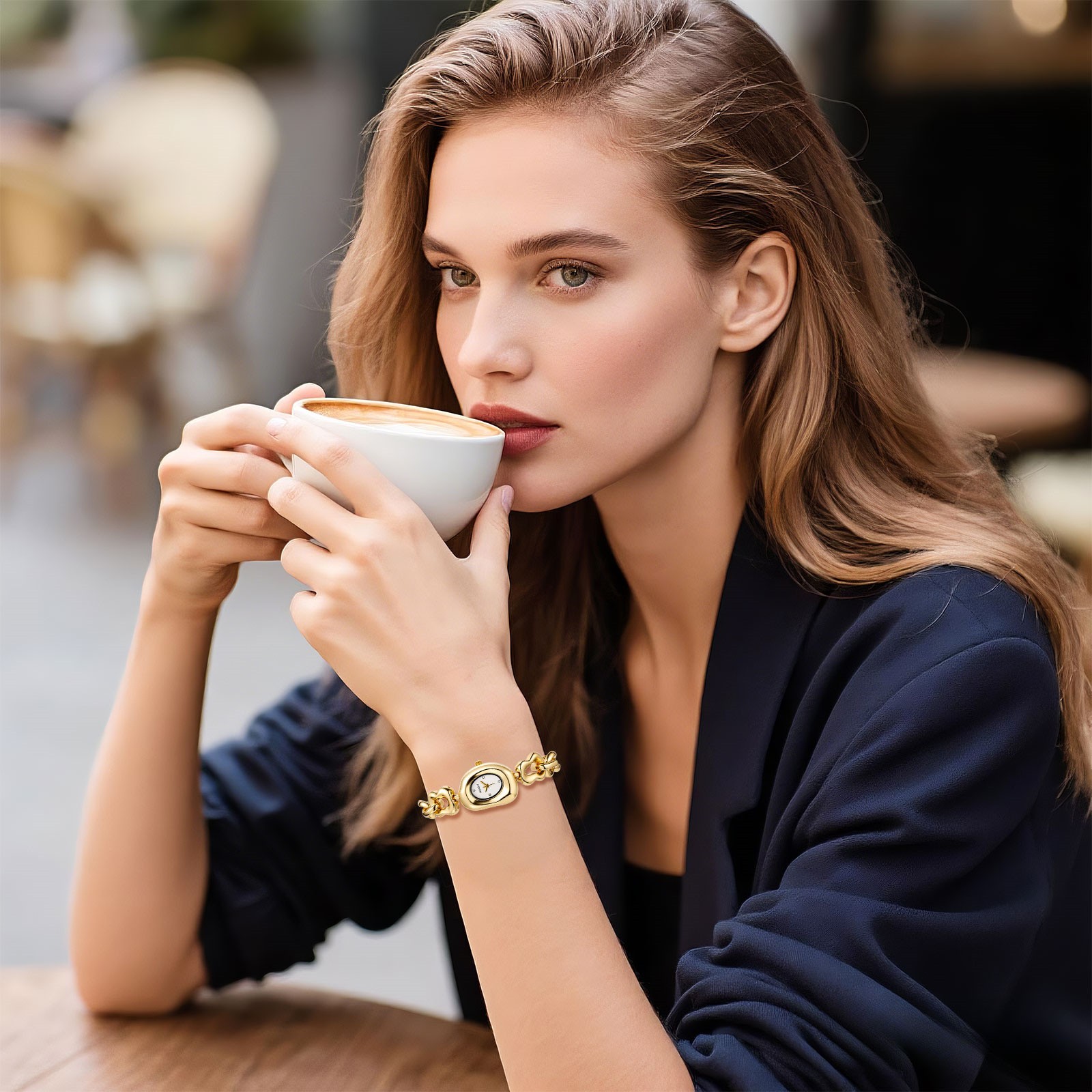 Women’s Elegant Irregular Case Chain Band Bracelet Wrist Watch for Dress Formal
