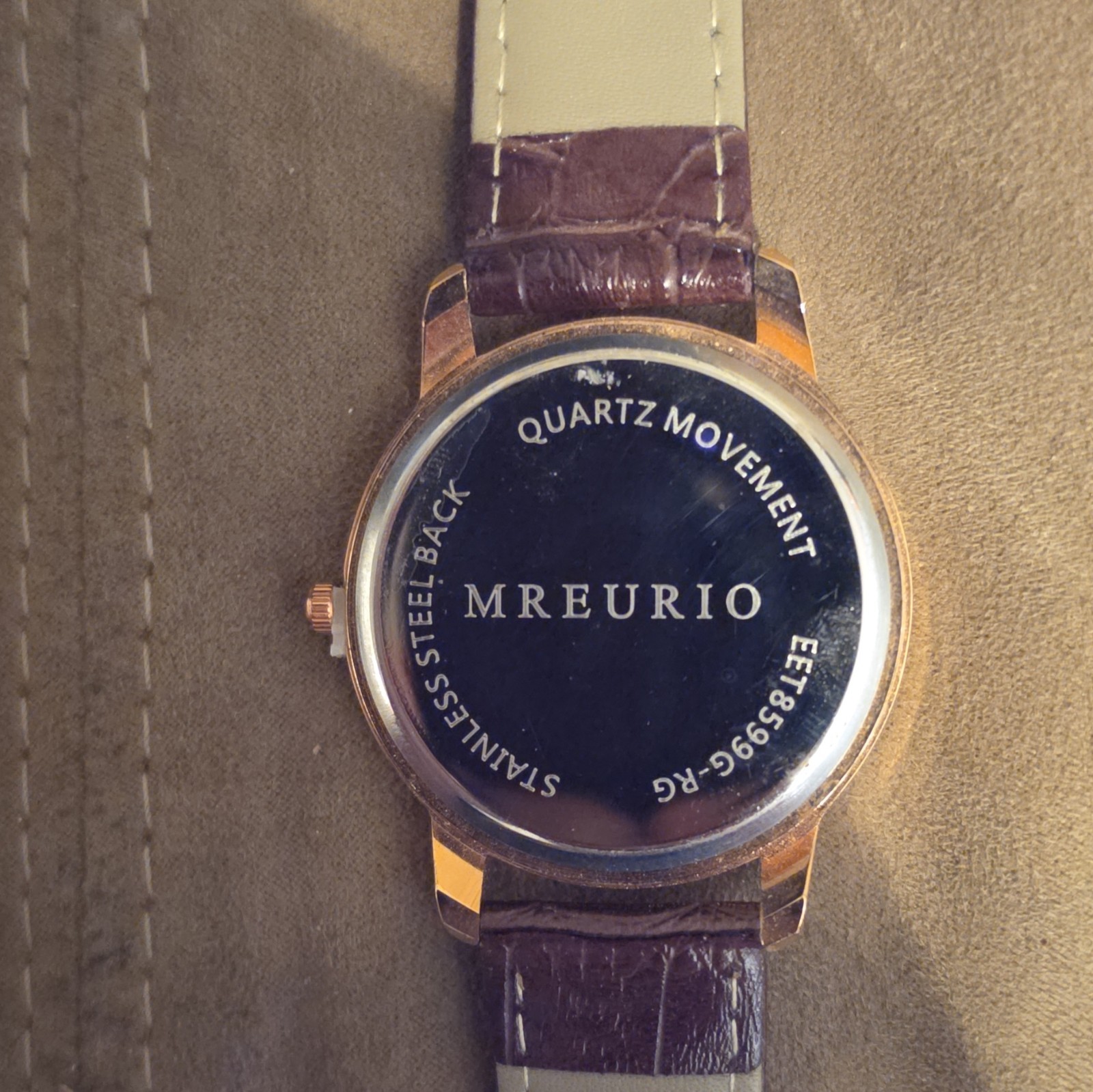 MREURIO Quartz Analog Classic Wristwatch White Dial Brown Leather Strap