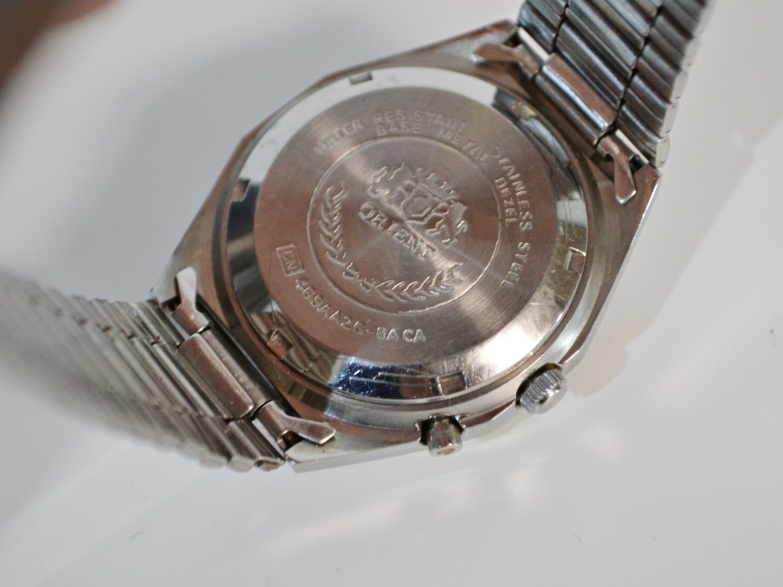 Vintage Orient 3 Star Automatic Watch Day Date Blue Dial 21 Jewels Japan